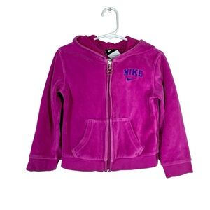 Nike Kids Vintage Y2K Fuchsia Zip-Up Velour Hoodie